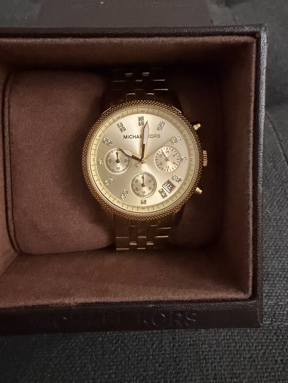 Michael Kors Gold-tone Bracelet Chronograph Watch with Crystal Markers - Picture 4 of 4